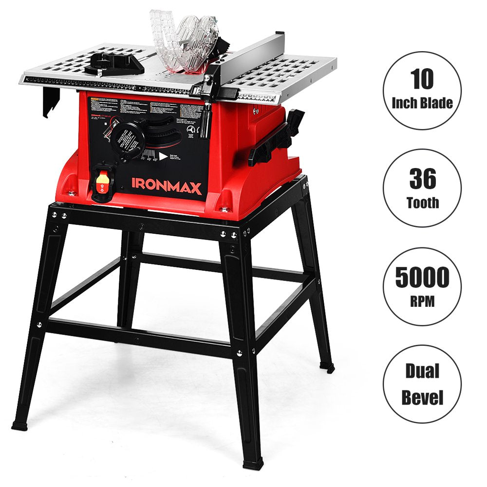  10''Saw Electric Cutting Aluminum Tabletop Woodworking w/Stand