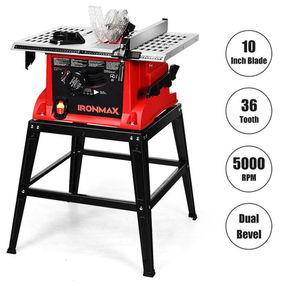  10''Saw Electric Cutting Aluminum Tabletop Woodworking w/Stand