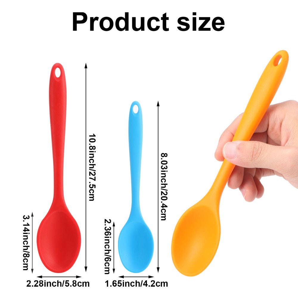 6 Pcs Silicone Mixing Spoons Set, Nonstick Kitchen Cooking Spoons, Silicone Serving Stirring Spoon for Kitchen Cooking Baking Utensils