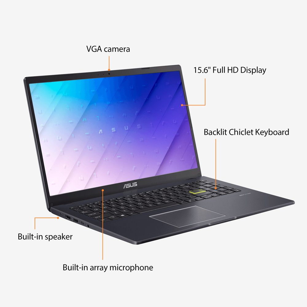 ASUS 15.6" FHD Laptop, Intel Celeron, 4GB RAM, 128GB Emmc, Windows 11 Home in S Mode with One Year of Office 365 Included, L510MA-WS05