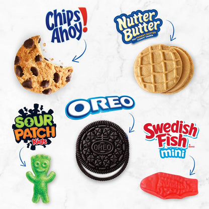 OREO, CHIPS AHOY!, Nutter Butter, SOUR PATCH KIDS & SWEDISH FISH Cookies & Candy Variety Pack, 40 Holiday Snack Packs