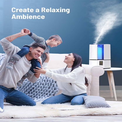 Humidifiers, 4L Cool Mist Ultrasonic Humidifier for Bedroom Home Large Room, LED Display with Humidistat, Waterless Auto Shut-off Blue for Baby, White