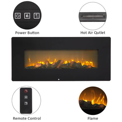 Ktaxon 42" Electric Wall Mounted Fireplace w/Remote Controller, 3 Flame Levels