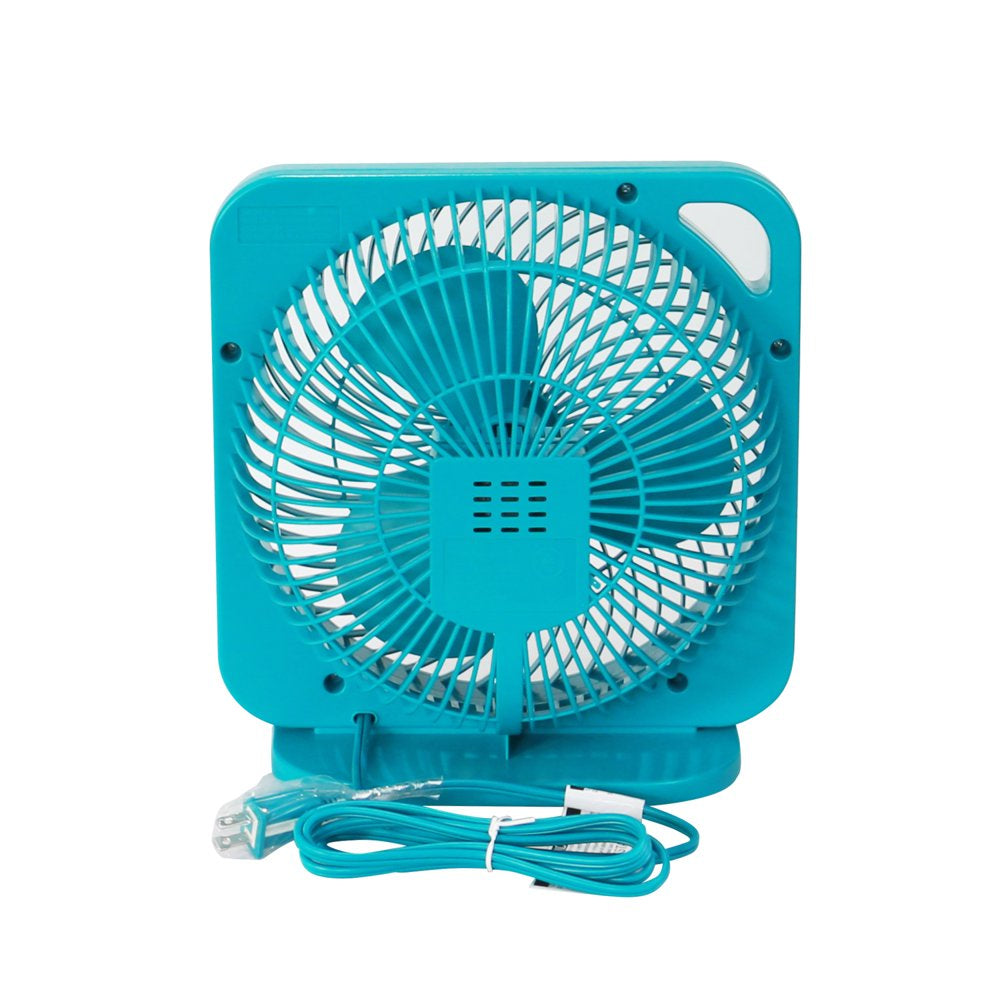 Mainstays 9 Inch Personal Box Fan with 3 Speeds Teal