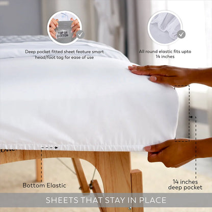 100% Cotton Super-Soft Double Brushed and Extra Warm Flannel Sheet Set, Queen, White by Color Sense