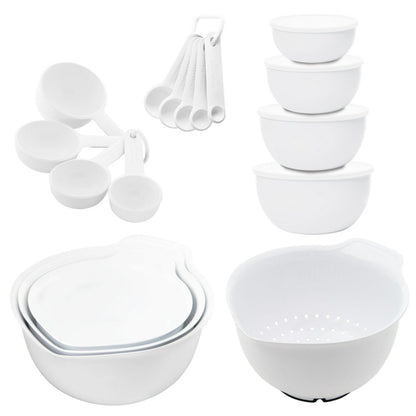 KitchenAid 21-Piece Plastic with Non-Skid Bottom Mixing Bowl and Measuring Set White