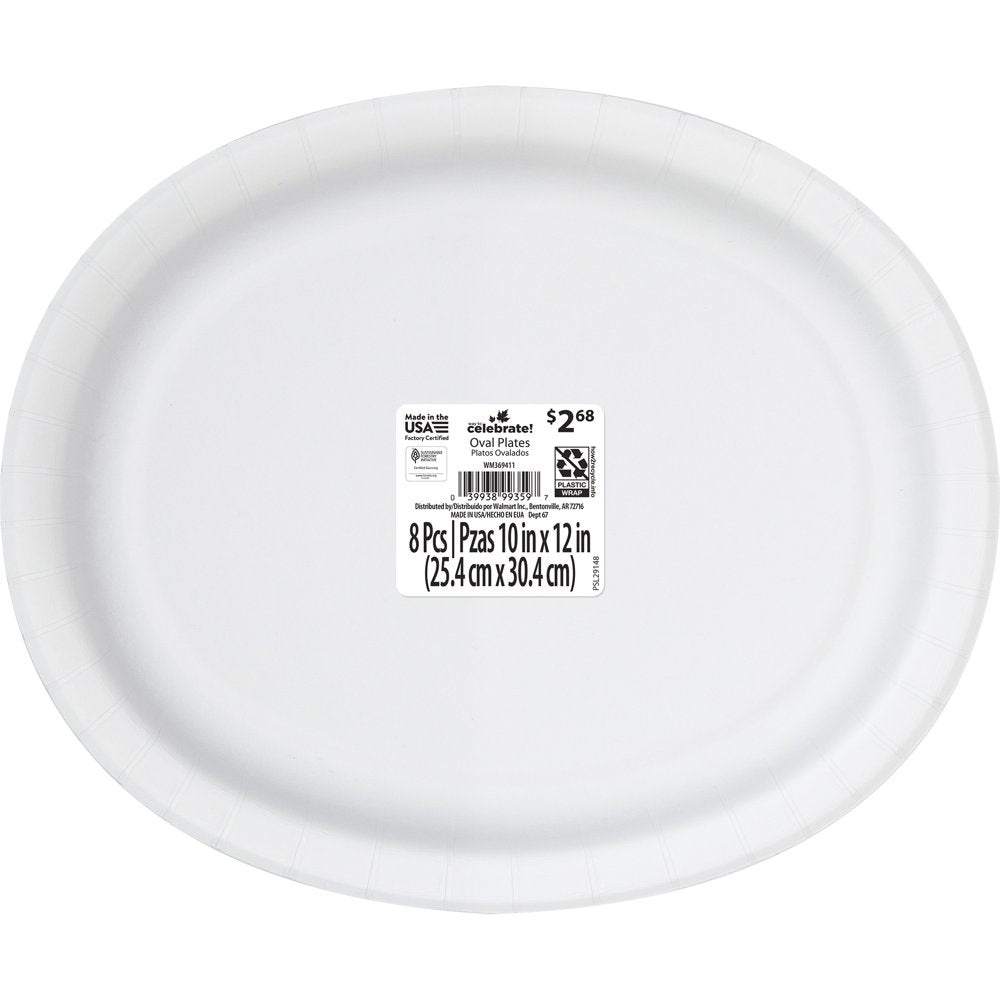 Traditional Thanksgiving Oval Paper Plates, 8 Ct. , Way to Celebrate, Multicolor