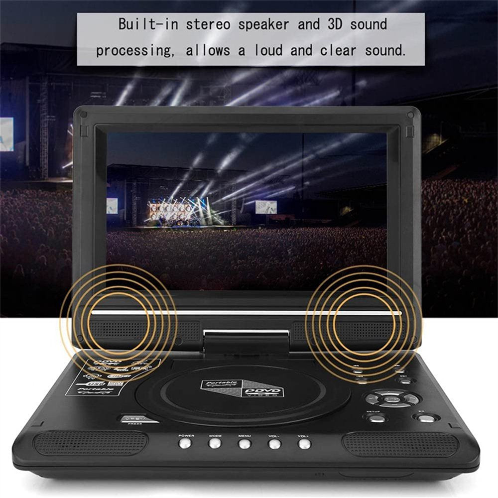 iFanze 9.8" Portable DVD Player with 8.5" HD Swivel Screen, Rechargeable Personal DVD Player with Remote, Support FM Radio, Game Function, Black