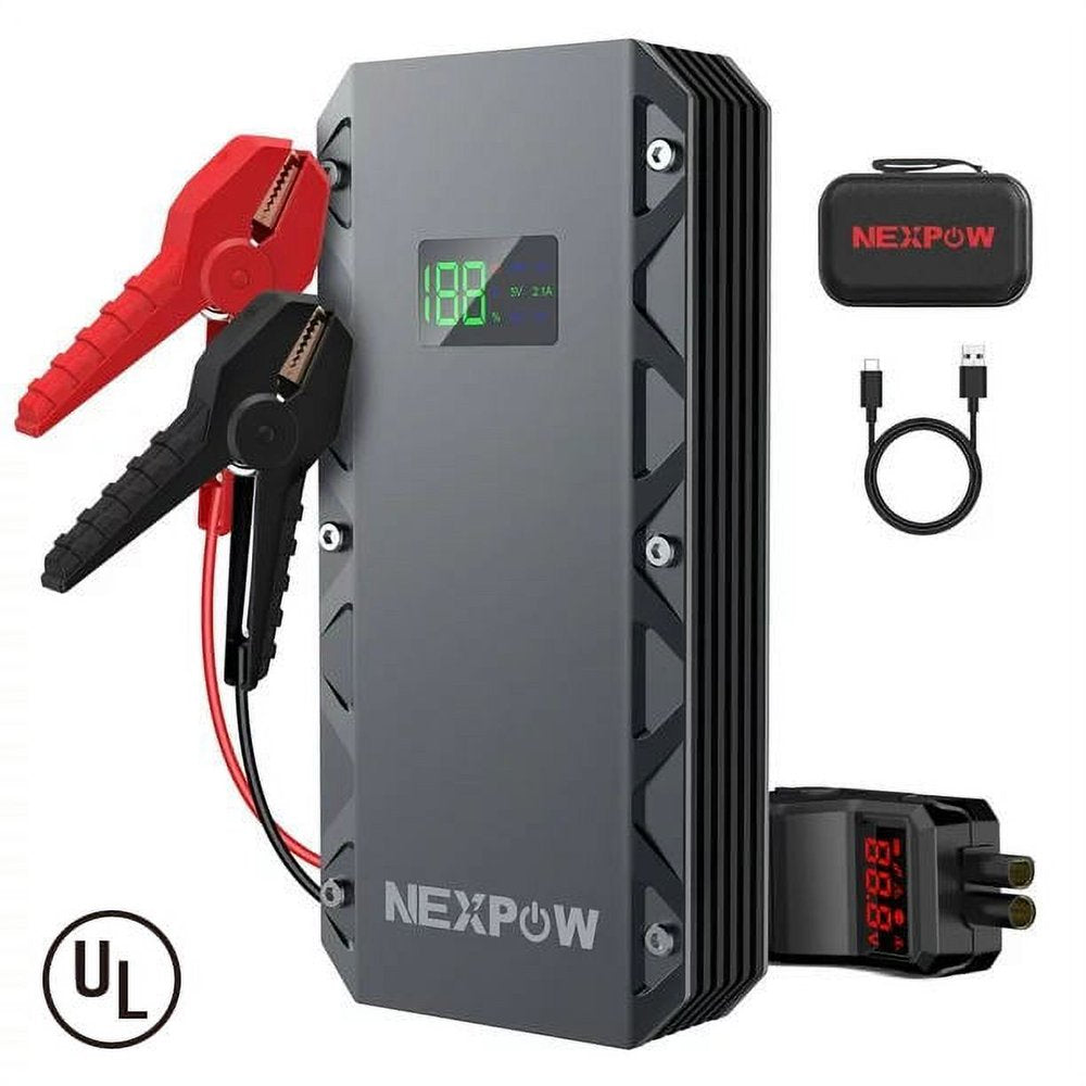 NEXPOW 2000A Peak Car Jump Starter - 12V Portable Battery Starter with USB Quick Charge 3.0 (up to 7.0L Gas or 6.5L Diesel Engine), Battery Booster with Built-in LED Light