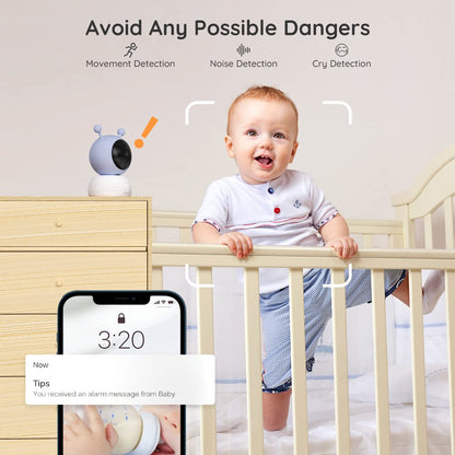 BOIFUN Baby Monitor with Remote Pan-Tilt-Zoom, 1080P, Cry and Motion Detection, 300M Long Range, APP, Night Vision, 5'' Wireless Baby Monitor with Camera and Audio (Supports 2.4Ghz WiFi Only)