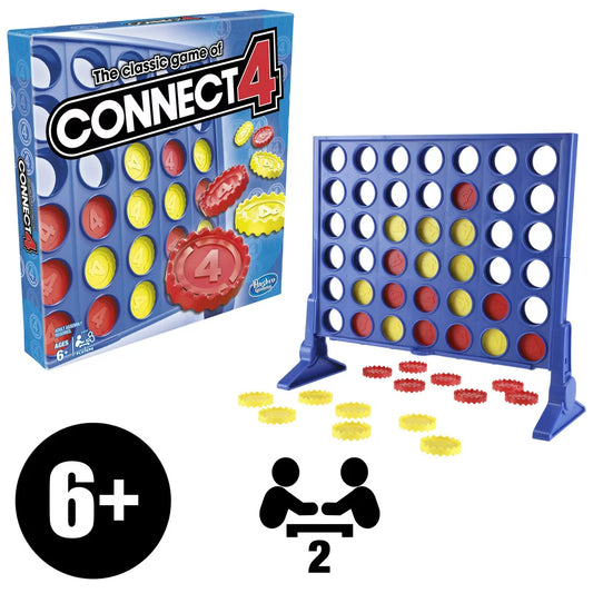 Connect 4 Classic Grid Board Game, 4 in a Row Game for Kids, 2 Player Strategy Board Games, Ages 6+