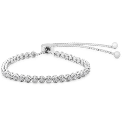  1 Carat Natural Diamond Adjustable Bolo Slide Tennis Bracelet for Women