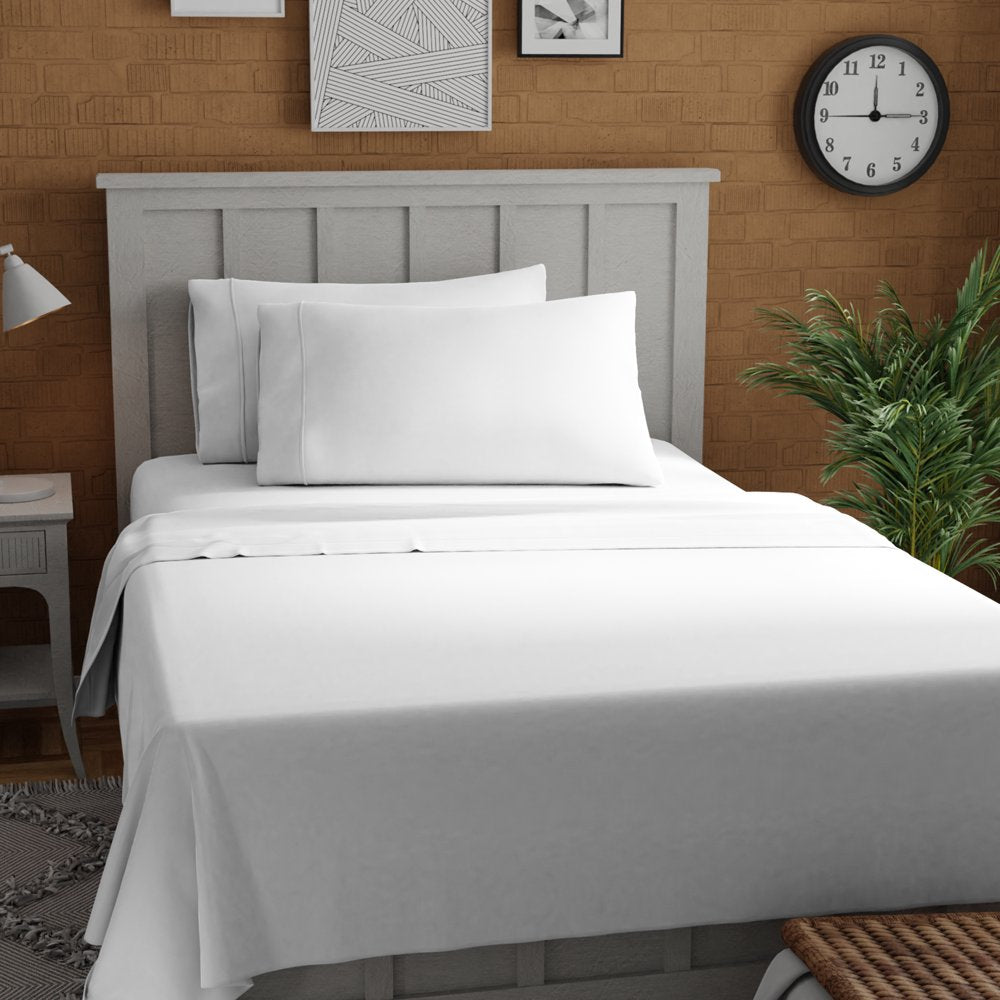 Purity Home Percale Weave Deep Pocket Organic Cotton Sheet Set Queen Artic White