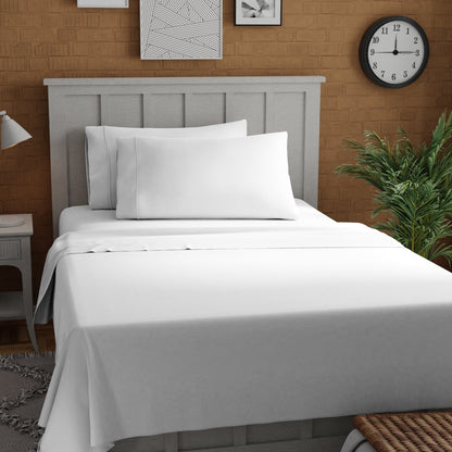 Purity Home Percale Weave Deep Pocket Organic Cotton Sheet Set Queen Artic White