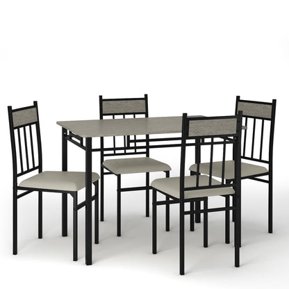 Costway 5 Piece Faux Marble Dining Set Table and 4 Chairs Kitchen Breakfast Furniture Grey