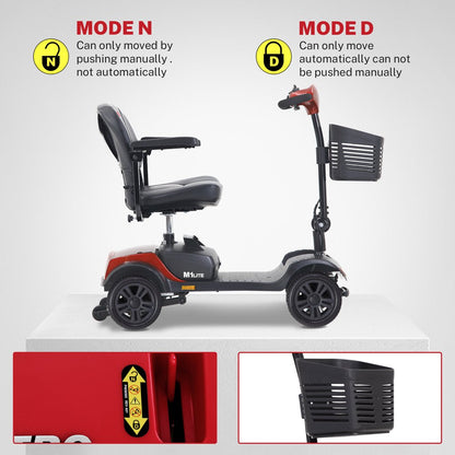 Segmart Mobility Scooter, 300W 4 Wheel Compact Heavy Duty Electric Mobile Scooter, 265LBS, Red