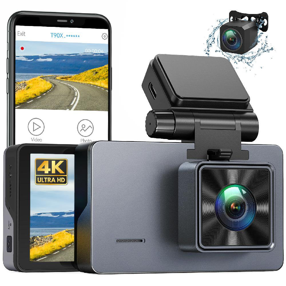 4K Dual Dash Cam with Wifi GPS, 4K/2.5K Front and 1080P Rear Dash Camera for Cars, 3" IPS Screen, WDR, Night Vision, 170°Wide Angle, 24H Parking Mode, G-Sensor, Support 256GB Max, Black