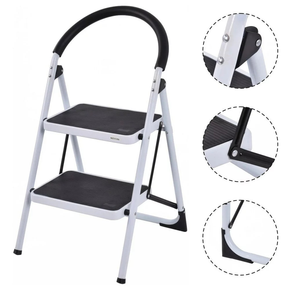 Costway 2 Step Ladder Folding Stool Heavy Duty 330Lbs Capacity Industrial Lightweight