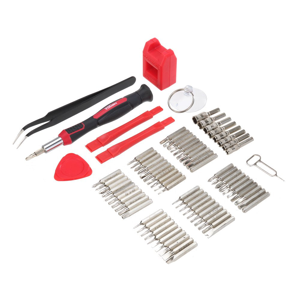 77 Piece Precision Tool Kit with Magnetic Screwdriver, Standard Size Bits, and Case, New Condition