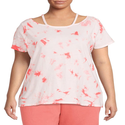  Women's Plus Size Cut Out Neck Short Sleeve Top