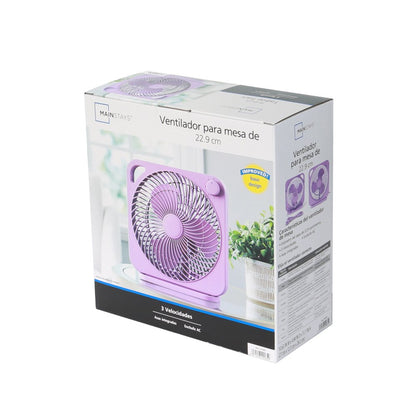 Mainstays 9 Inch Personal Box Fan with 3 Speeds Berry Chill