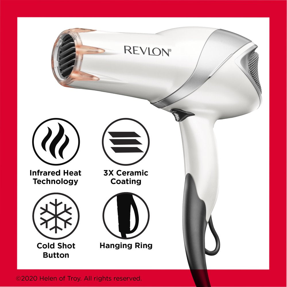 Revlon 1875W Infrared Heat + Ceramic Hair Dryer, White