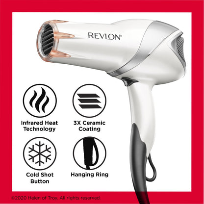 Revlon 1875W Infrared Heat + Ceramic Hair Dryer, White