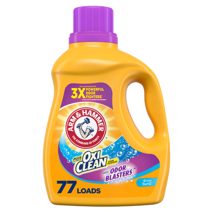 Arm & Hammer Plus OxiClean Odor Blaster Fresh Burst, 128 Loads Liquid Laundry Detergent, 166.5 fl oz