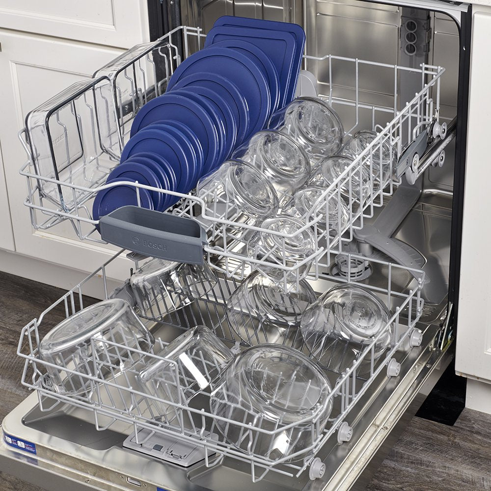 Anchor Hocking Clear Glass Storage 30 Piece Set with Navy Lids