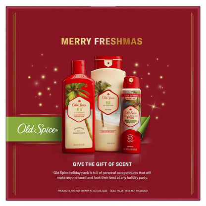 ($50 VALUE) Old Spice Fiji Men's Holiday Gift Pack with 2in1 Shampoo and Conditioner, Body Wash,  and Aluminum Free Spray