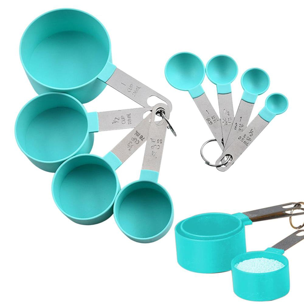 Measuring Cups Spoons Set | Stackable for Dry and Liquid Ingredient, Nesting for Food | Widely Used 8pcs (4 Cups & 4 Spoons) Kitchen Gadgets, Cooking & Baking Essentials