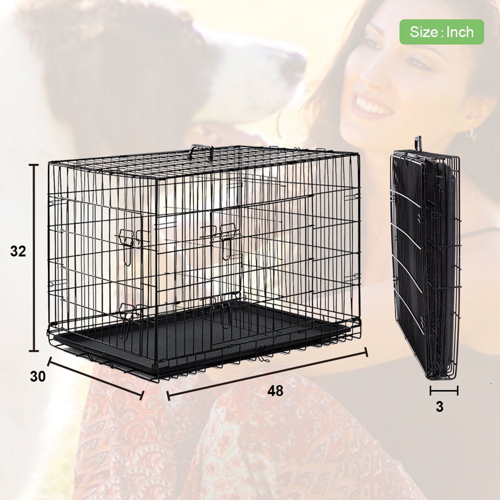 BestPet Double-Door Metal Dog Crate with Divider and Tray, X-Large, 48"L