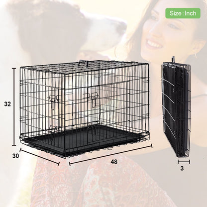 BestPet Double-Door Metal Dog Crate with Divider and Tray, X-Large, 48"L