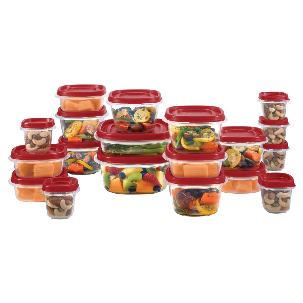 Rubbermaid Easy Find Vented Lids Food Storage Containers, 38-Piece Set, Red