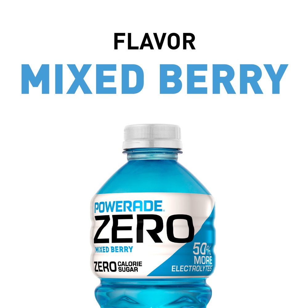 POWERADE Electrolyte Enhanced Zero Sugar Mixed Berry Sport Drink, 28 Fl Oz, Bottle