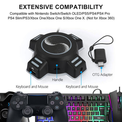 Keyboard and Mouse Adapter Fit for Nintendo Switch OLED, PS4, Xbox One, PS4 Pro Slim, PS3 Slim, Portable Game Keyboard Mouse Controller Gamepad Gaming Mice Converter