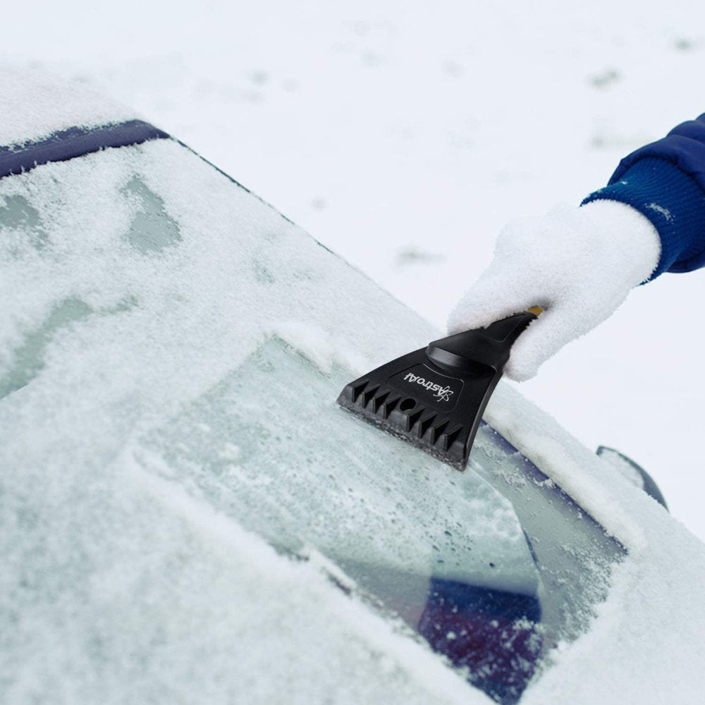 AstroAI Ice Scraper and Detachable Snow Brush for Cars, Snow Broom with Foam Grip, Red, 1 Pack