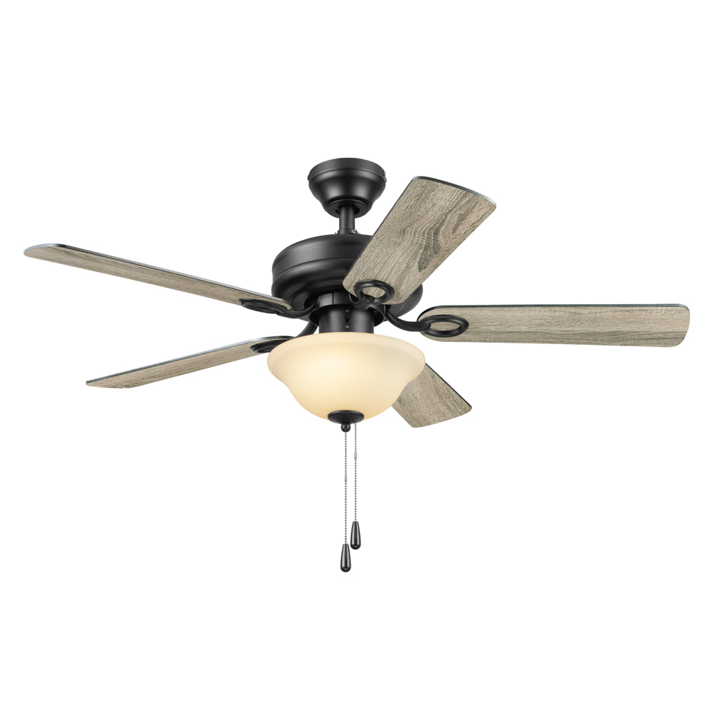 Mainstays 44" Black Traditional LED Ceiling Fan with 5 Blades, Light Kit, Pull Chains & Reverse Airflow