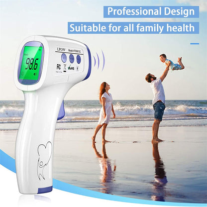 LPOW Infrared Digital Body Thermometer, 3 Colors Backlight, 50 Memories Recall,  All Ages