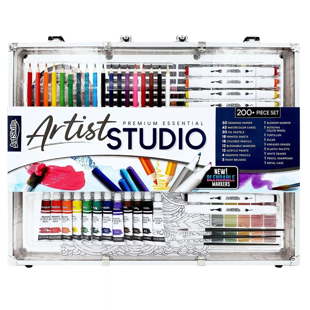 Portable Premium Art Supply Kit, 200 Pieces