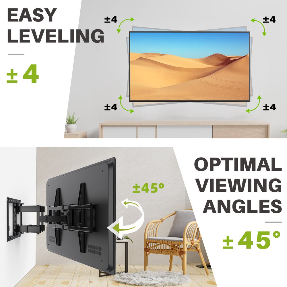 USX MOUNT Full Motion TV Wall Mount for 47-90 inch TVs Swivels Tilts Extension Leveling Hold up to 132lb Max VESA 600x400mm, 16" Wood Stud