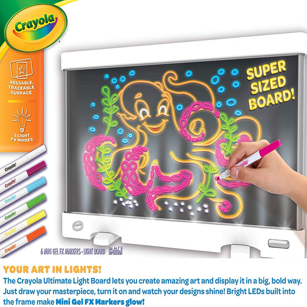 Crayola Ultimate Light Board Drawing Tablet Coloring Set, Light-Up Toys for Kids, Beginner Child