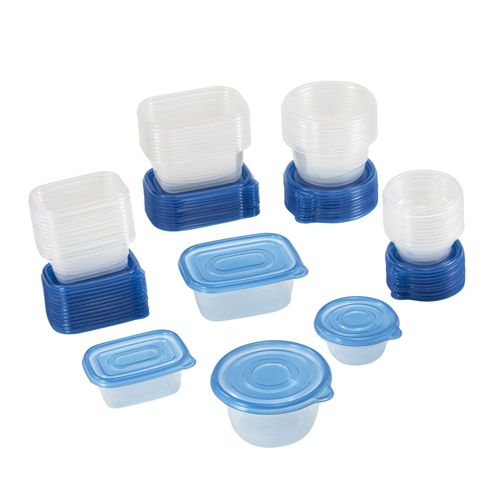  92 Piece Food Storage Variety Value Set, Blue Lids