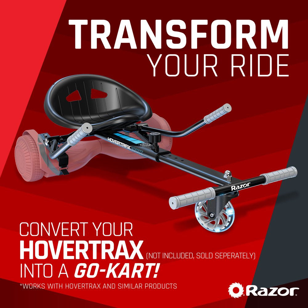 Razor Hovertrax Kart - Black, Seat Attachment for Hoverboard, LED Light-Up Wheel, Adjustable Length Frame, Compatible with Razor Hovertrax and Similar Products