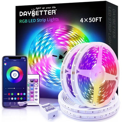 DAYBETTER Led Strip Lights,100Ft Light Strips with App Control Remote,24V 5050 RGB Led Lights for Bedroom, Music Sync Color Changing Lights for Room Party