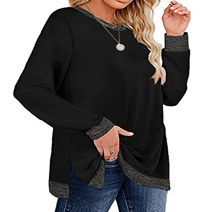 Fantaslook Sweatshirt for Women Long Sleeve Tunic Tops Color Block Crewneck Sweatshirts Side Split