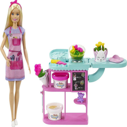 Barbie Florist Doll & Playset with Flower-Making Station, Molds, Dough & Accessories, Blonde Doll