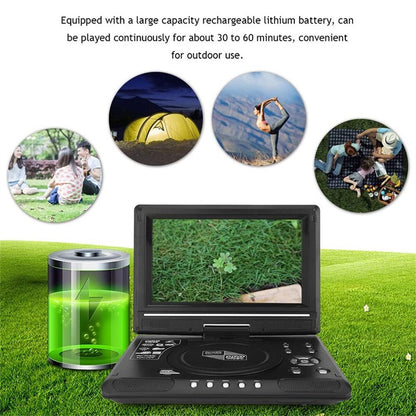 iFanze 9.8" Portable DVD Player with 8.5" HD Swivel Screen, Rechargeable Personal DVD Player with Remote, Support FM Radio, Game Function, Black