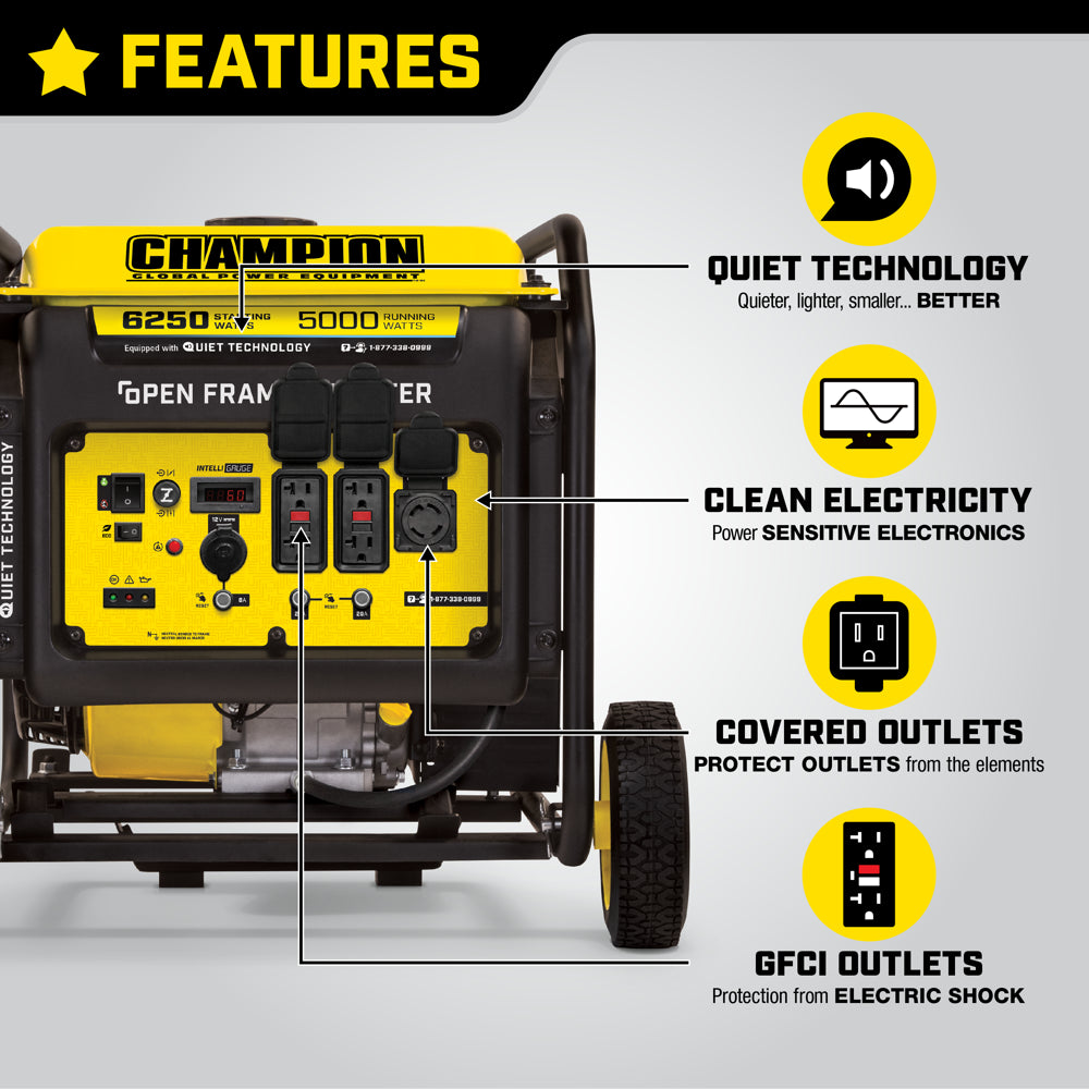 Champion Power Equipment 6250-Watt Open Frame Inverter with Quiet Technology