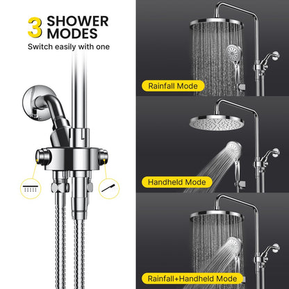 Ambicasa Luxury Dual Showerhead Combo, 10" Rainfall Shower Head & 5" Handheld High Pressure Shower Head